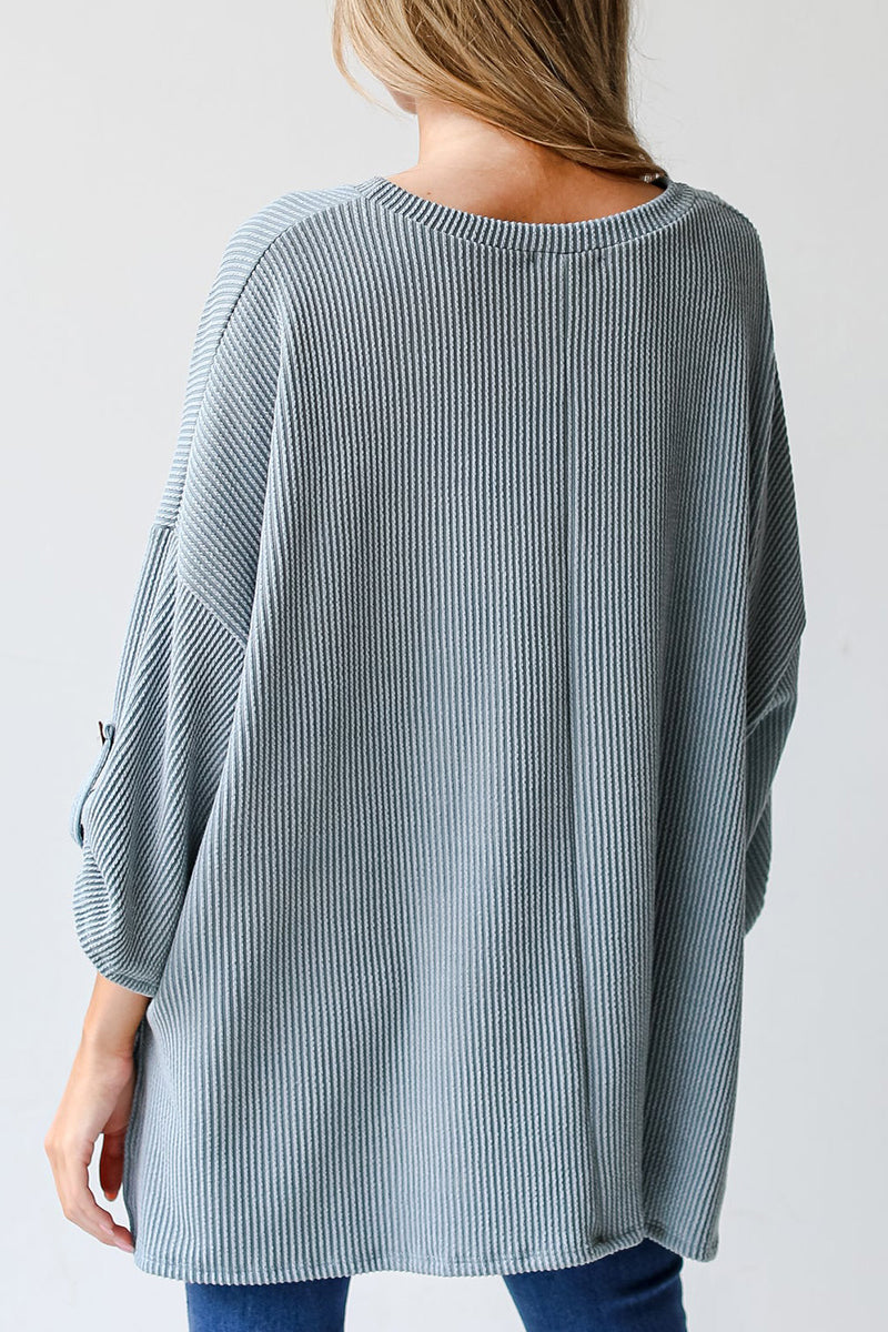 Casual Solid Pocket O Neck Tops - Fashionpara