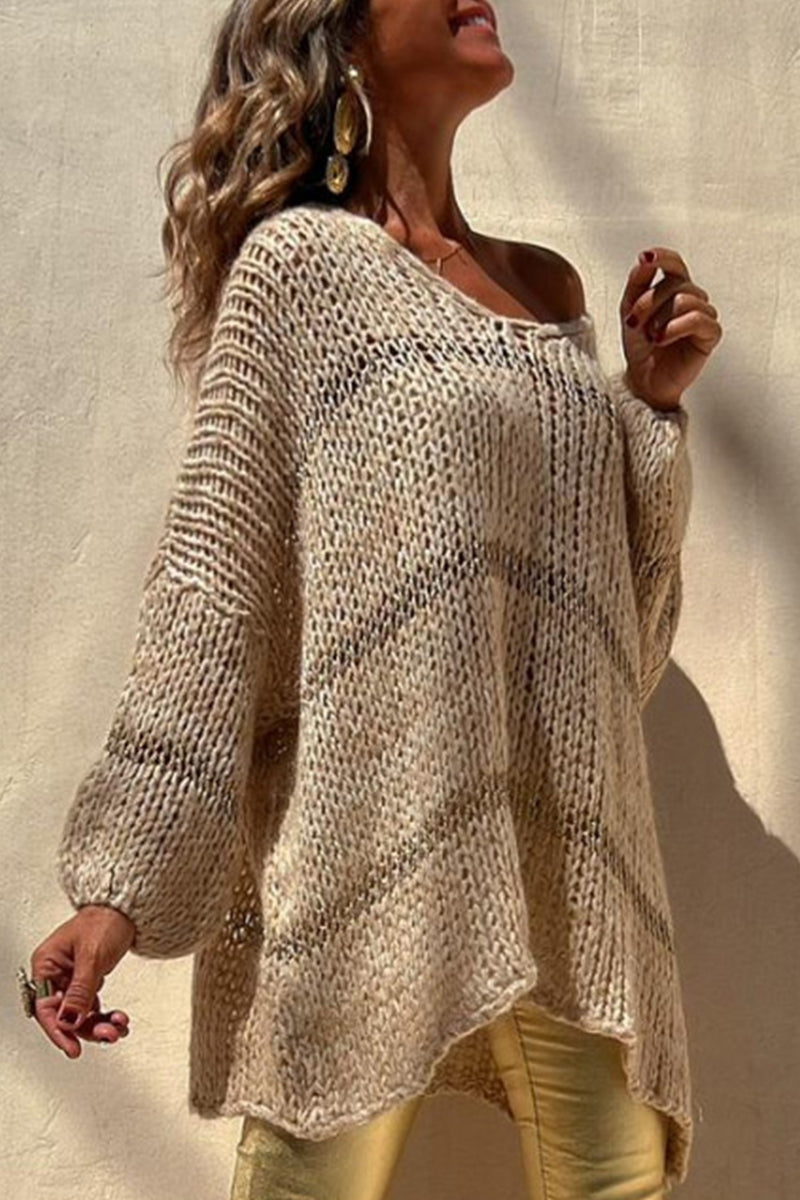 Sophisticated V Neck Solid Weave Sweater for Effortless Style