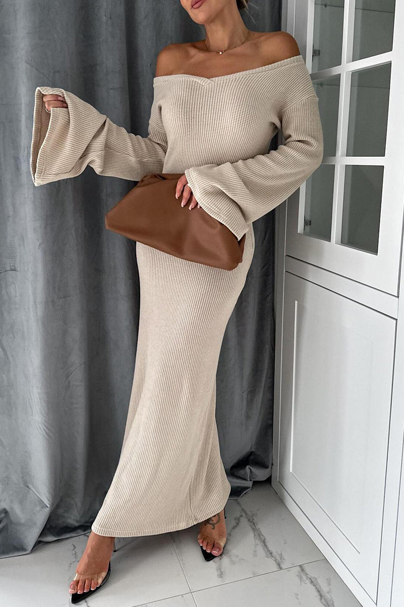 Elegant Solid V Neck One Step Skirt Dresses - Fashionpara