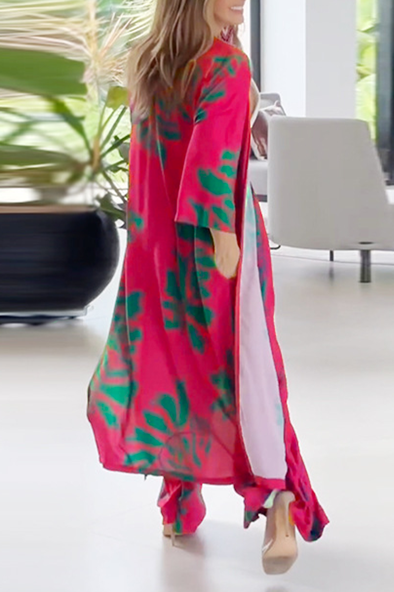 Floral Pocket Cardigan and Pants Set for Effortless Style