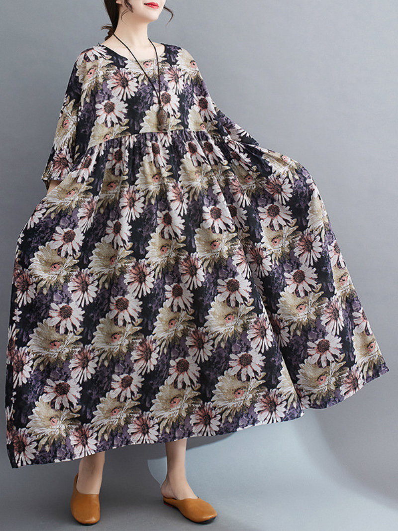 Beauty Queen Round Neck Smock Dress - Fashionpara