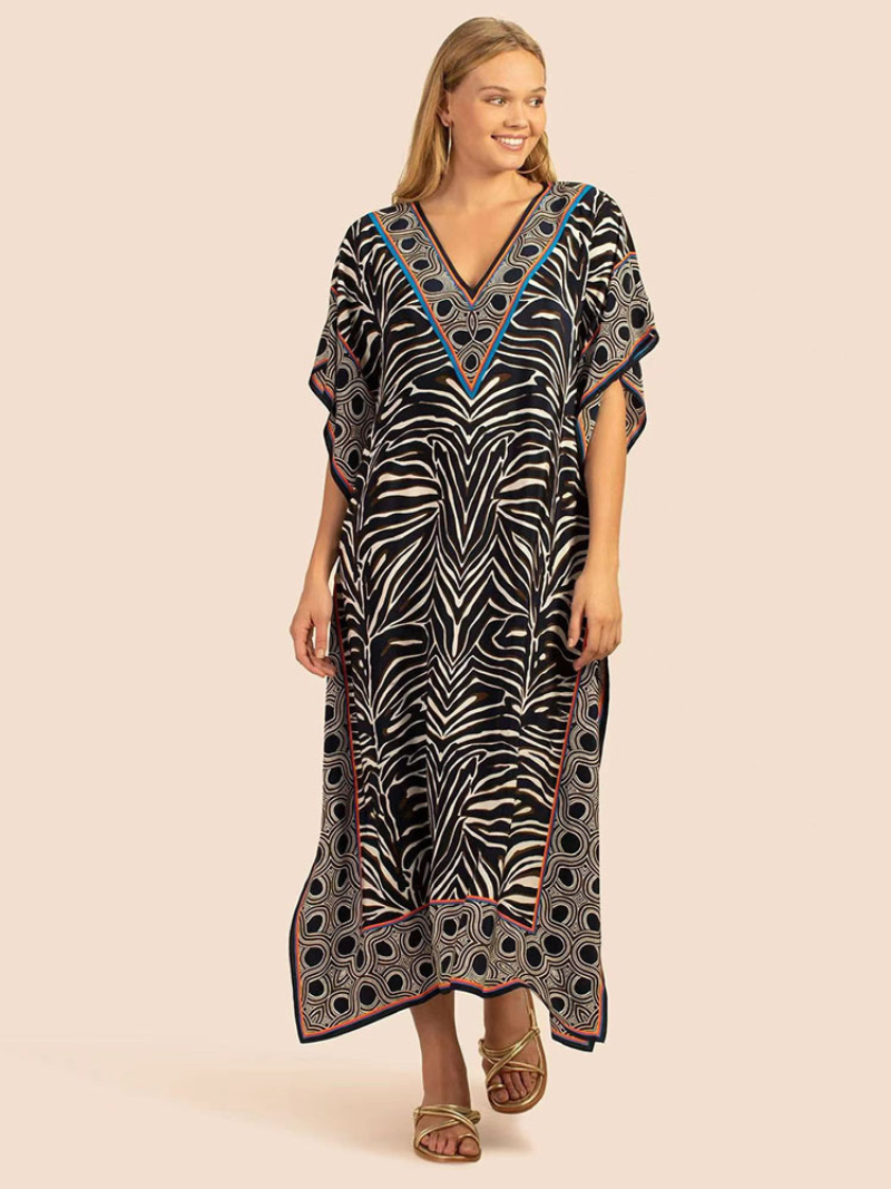 Game Of Love V-neck Kaftan Dress - Fashionpara