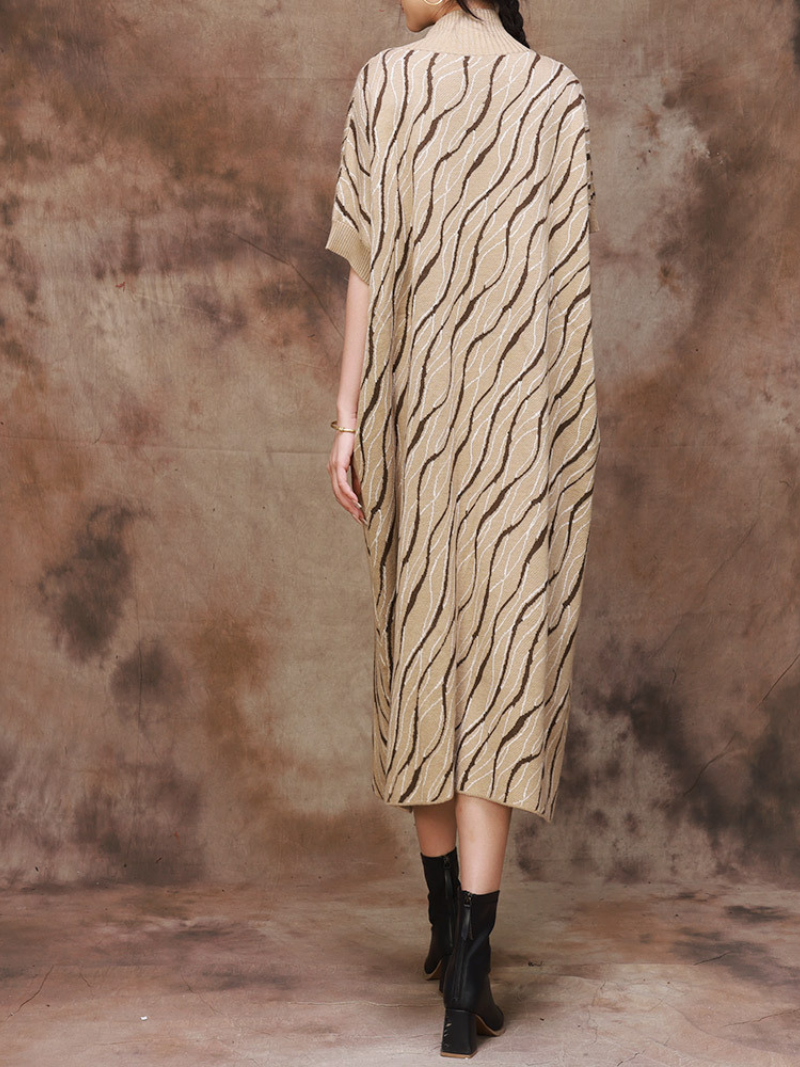Chic Comfort Flower Knitted Midi Dress - Fashionpara