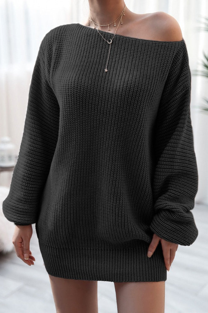 Casual Knit Off Shoulder Sweater Dress