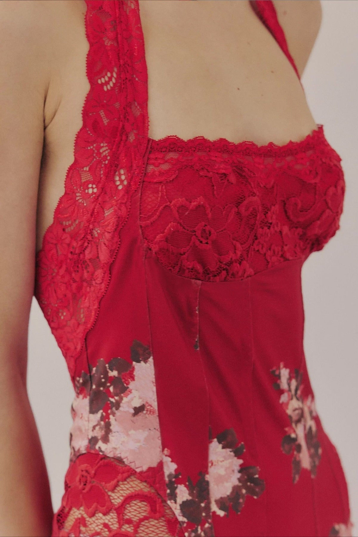 Elegant Floral Spaghetti Strap Maxi Lace Dress - View 11