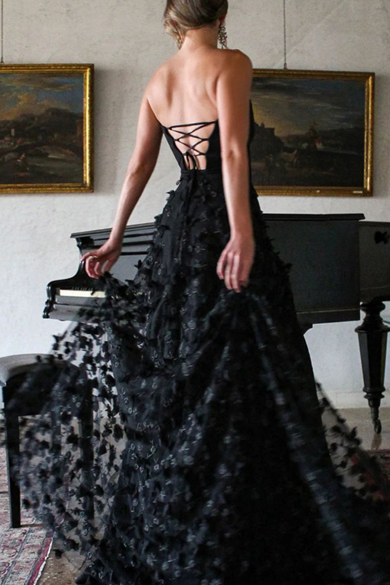Elegant Solid Frenulum Strapless Evening Dress Dresses - Fashionpara