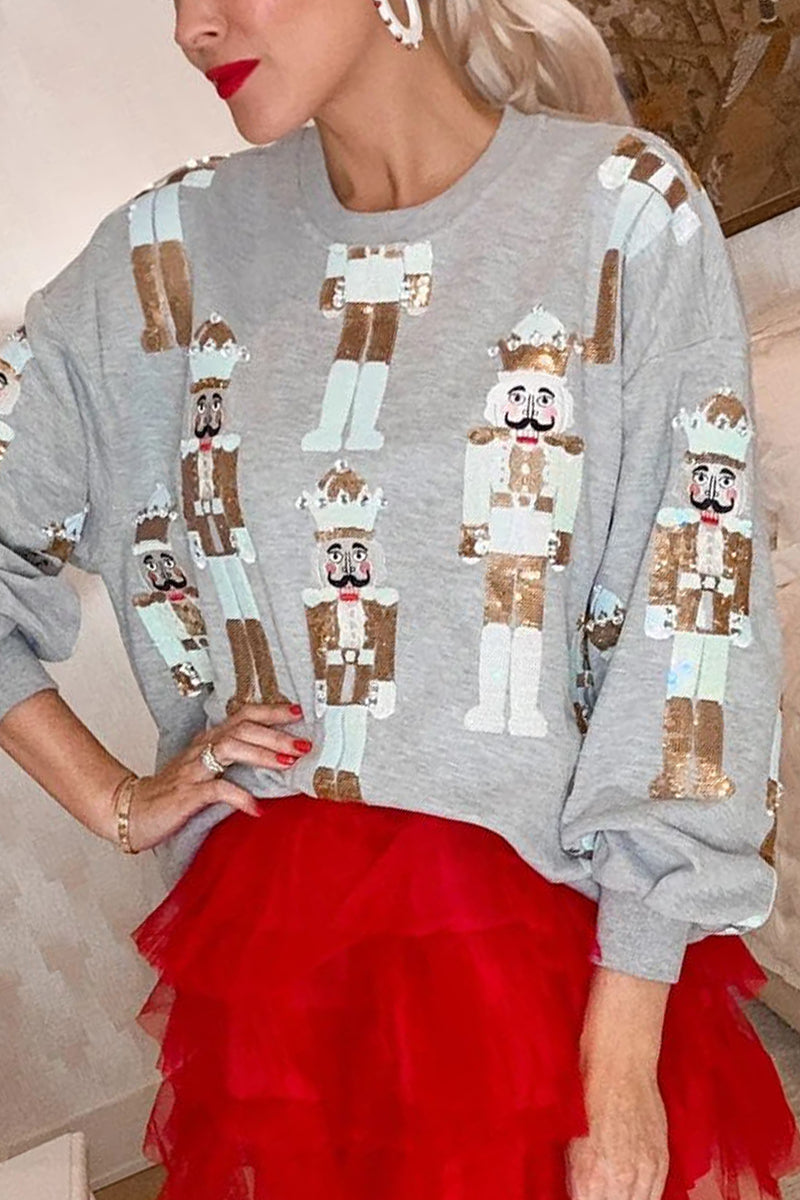 Casual Print Patchwork O Neck Tops - Fashionpara