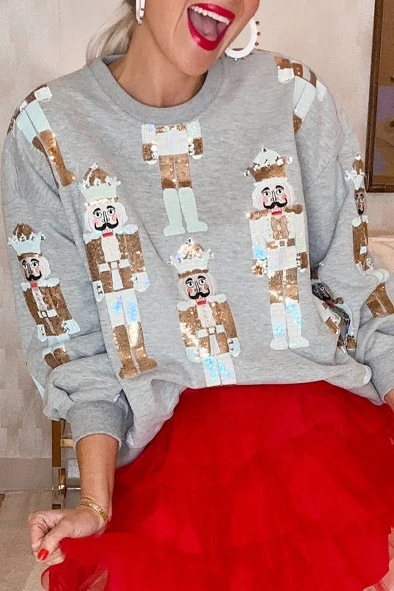 Casual Print Patchwork O Neck Tops - Fashionpara