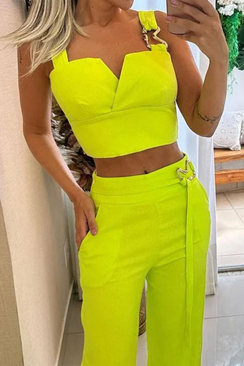 Sexy Simplicity Solid Metal Accessories Decoration Square Collar Sleeveless Two Pieces - Fashionpara