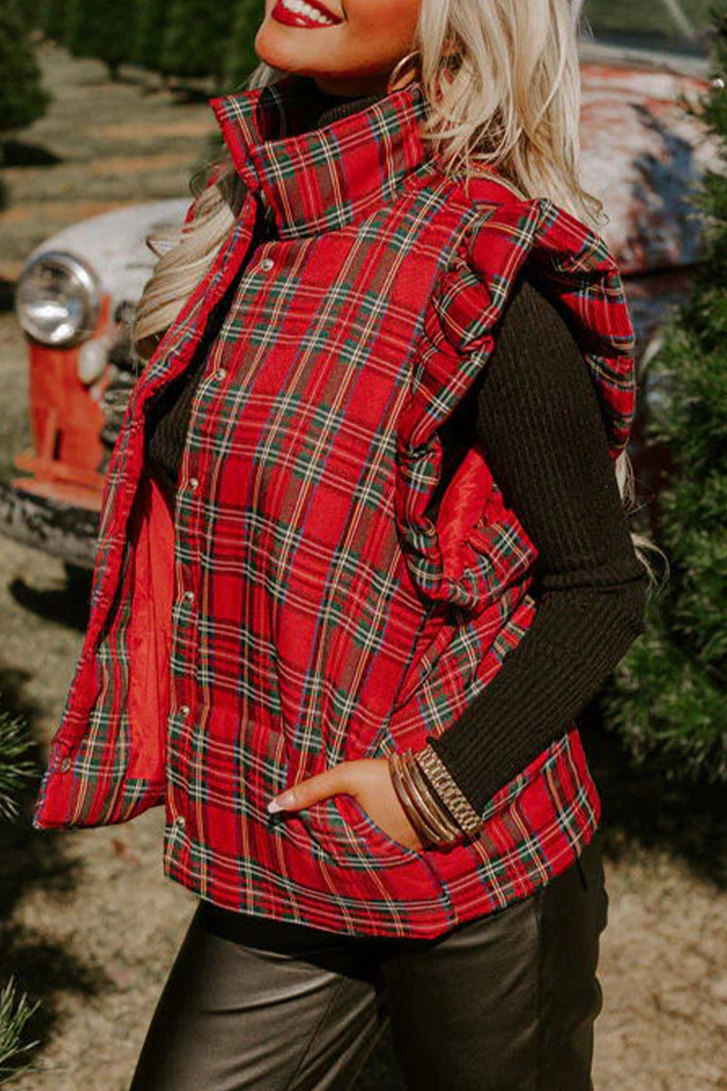 Casual Plaid Buckle Tops - Fashionpara