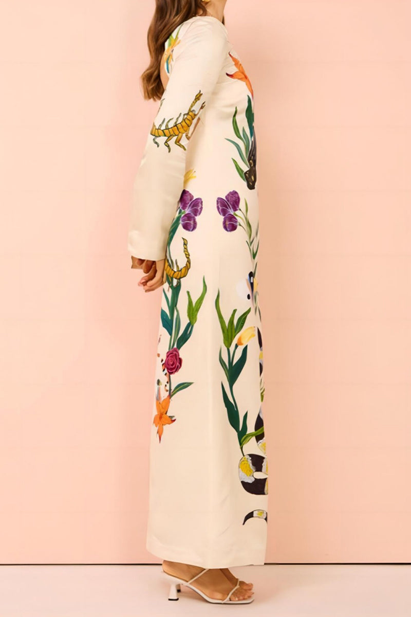 Casual Bohemian Floral Printing O Neck Printed Dress Dresses Fashionpara