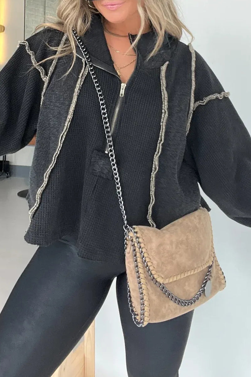 Casual Solid Make Old Turndown Collar Tops
