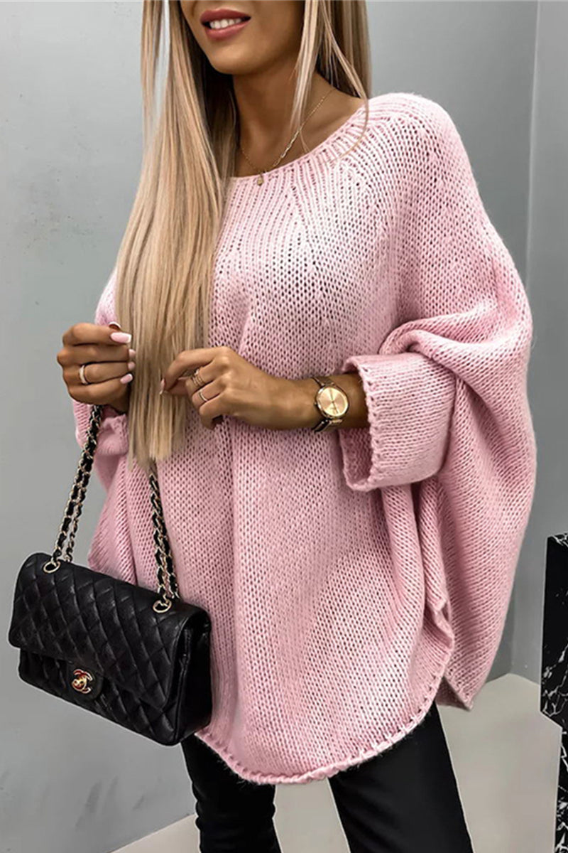 Casual Simplicity Solid Weave O Neck Tops - Fashionpara