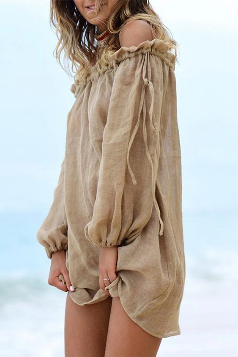 Sexy Solid Draw String Swimwears Cover Up - Fashionpara