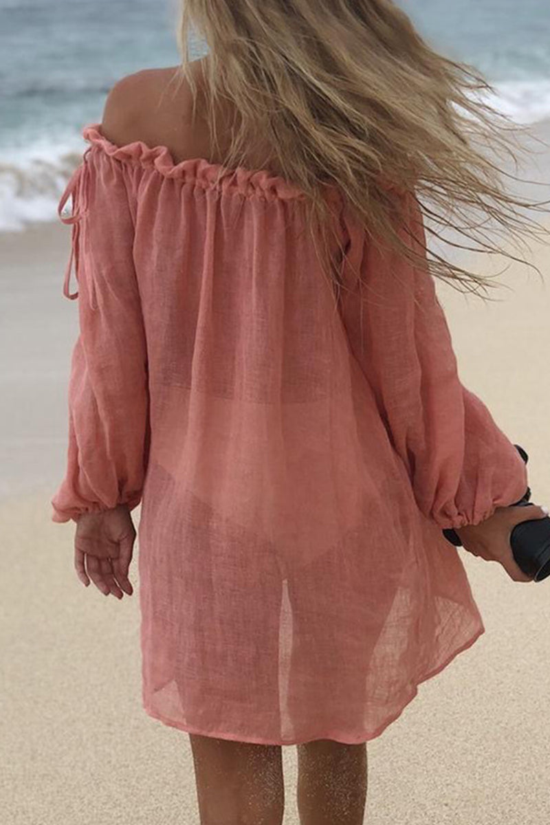 Sexy Solid Draw String Swimwears Cover Up - Fashionpara
