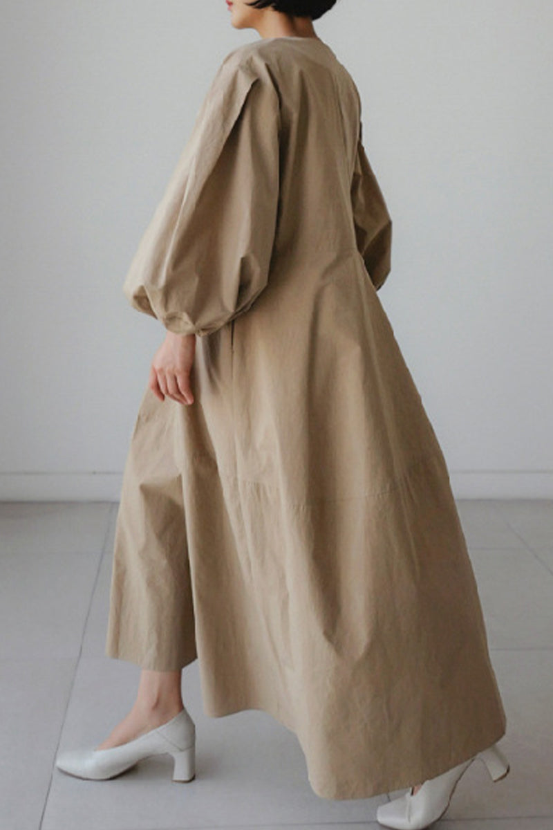 Casual Simplicity Solid V Neck A Line Dresses - Fashionpara