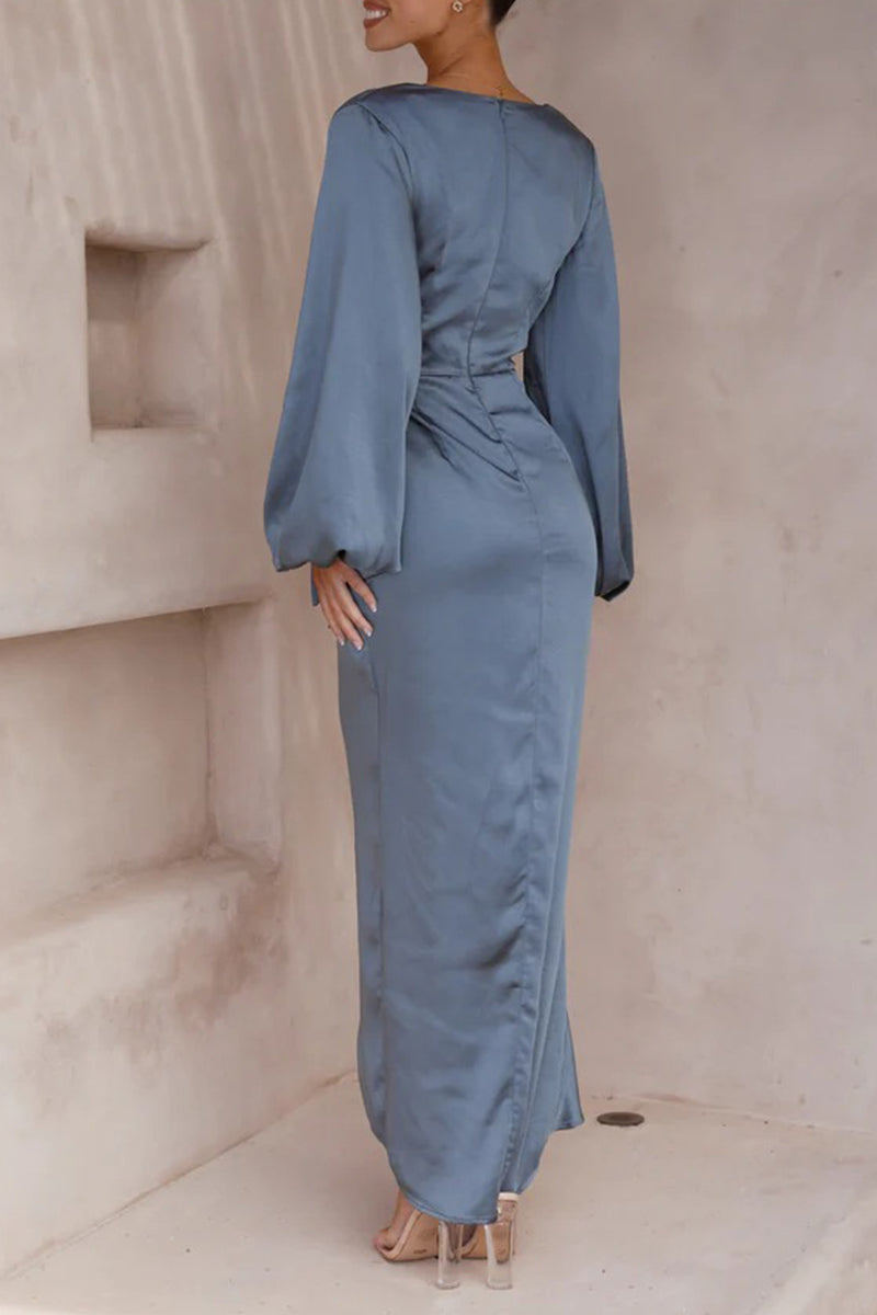 Celebrities Elegant Solid Bandage V Neck A Line Dresses - Fashionpara