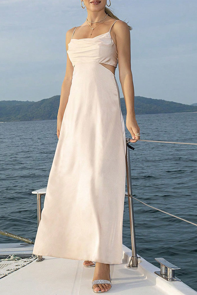 Sexy Elegant Solid Backless U Neck Sling Dress Dresses - Fashionpara