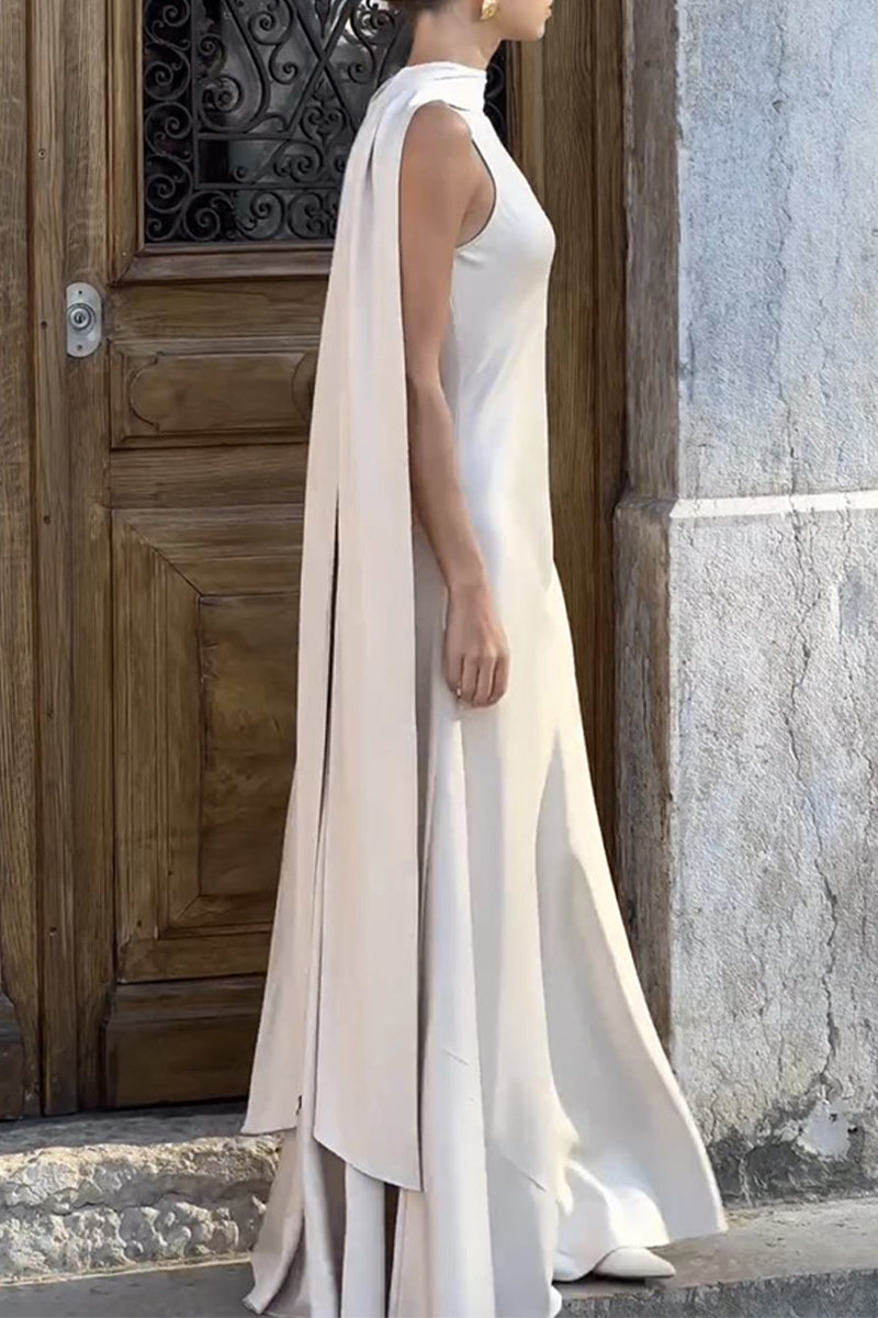 Celebrities Elegant Solid Patchwork O Neck Evening Dress Dresses - Fashionpara