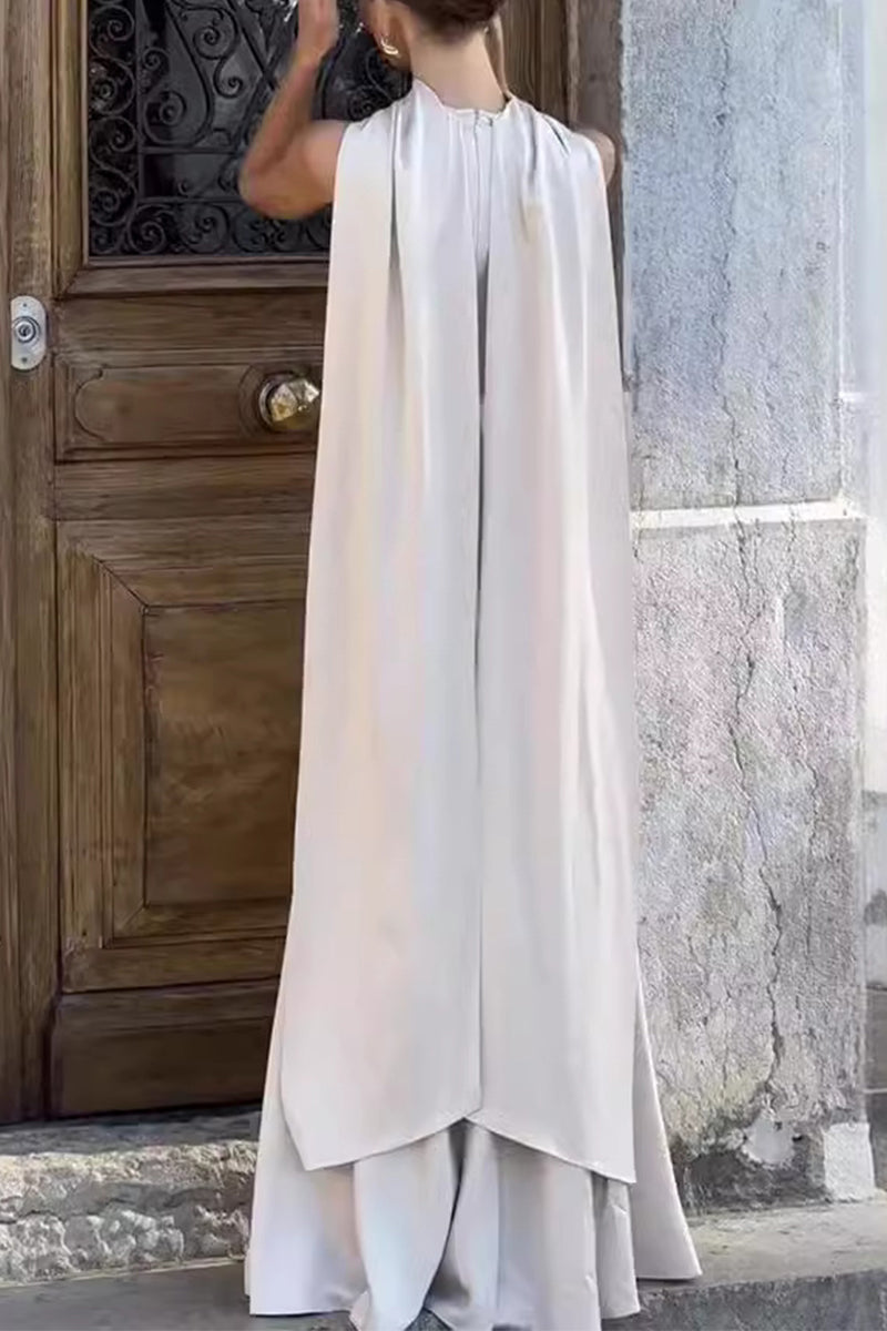 Celebrities Elegant Solid Patchwork O Neck Evening Dress Dresses - Fashionpara
