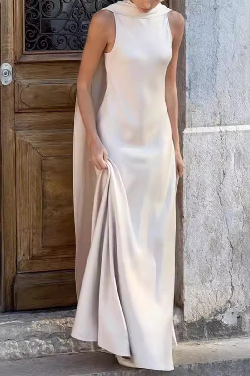 Celebrities Elegant Solid Patchwork O Neck Evening Dress Dresses - Fashionpara