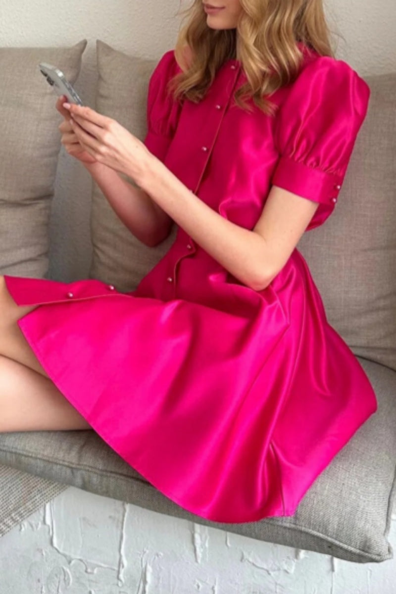 Casual Solid Patchwork O Neck Short Sleeve Dress(4 Colors) - Fashionpara