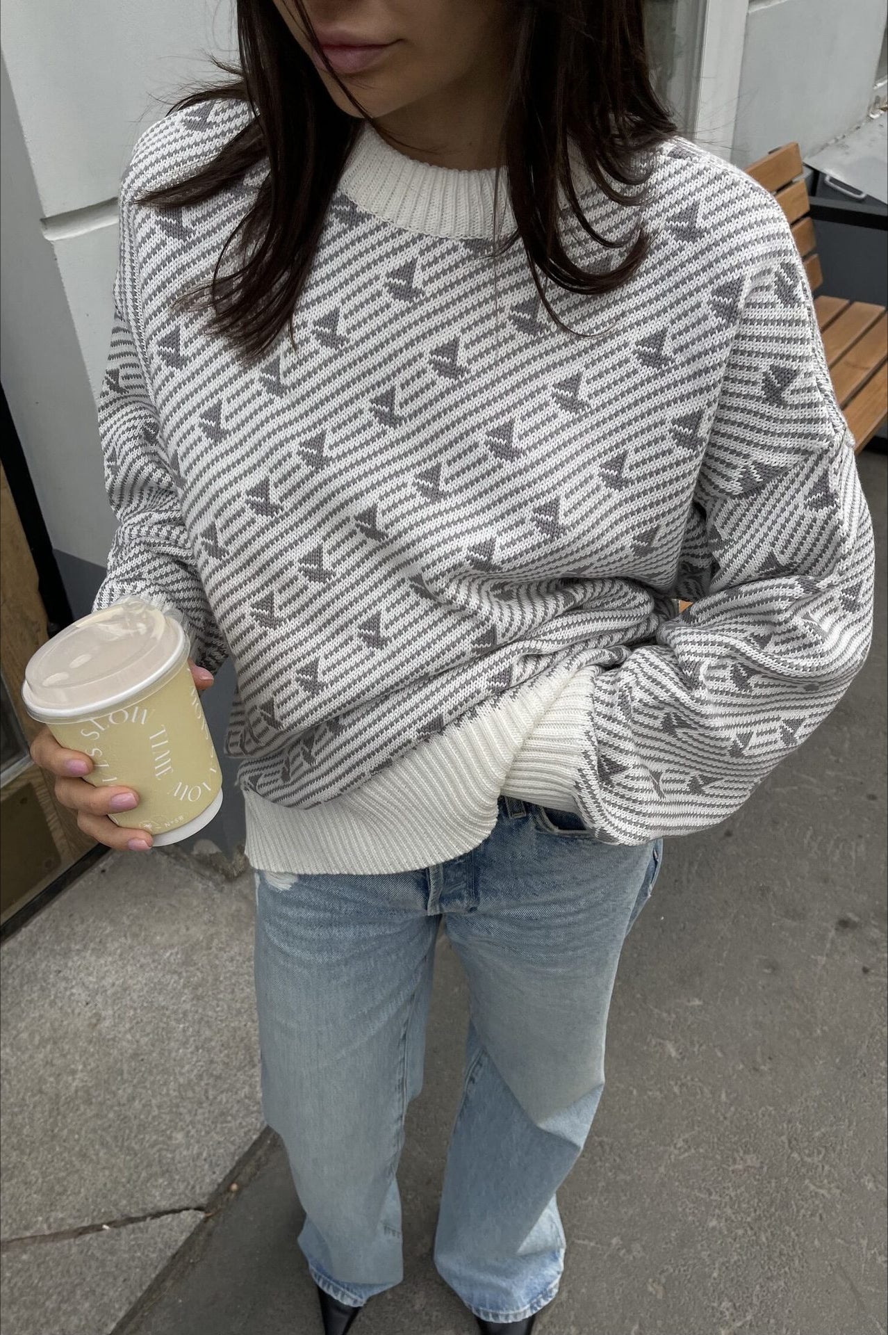 PrincessAce Sailboat Pattern Crew Neck Knit Sweater