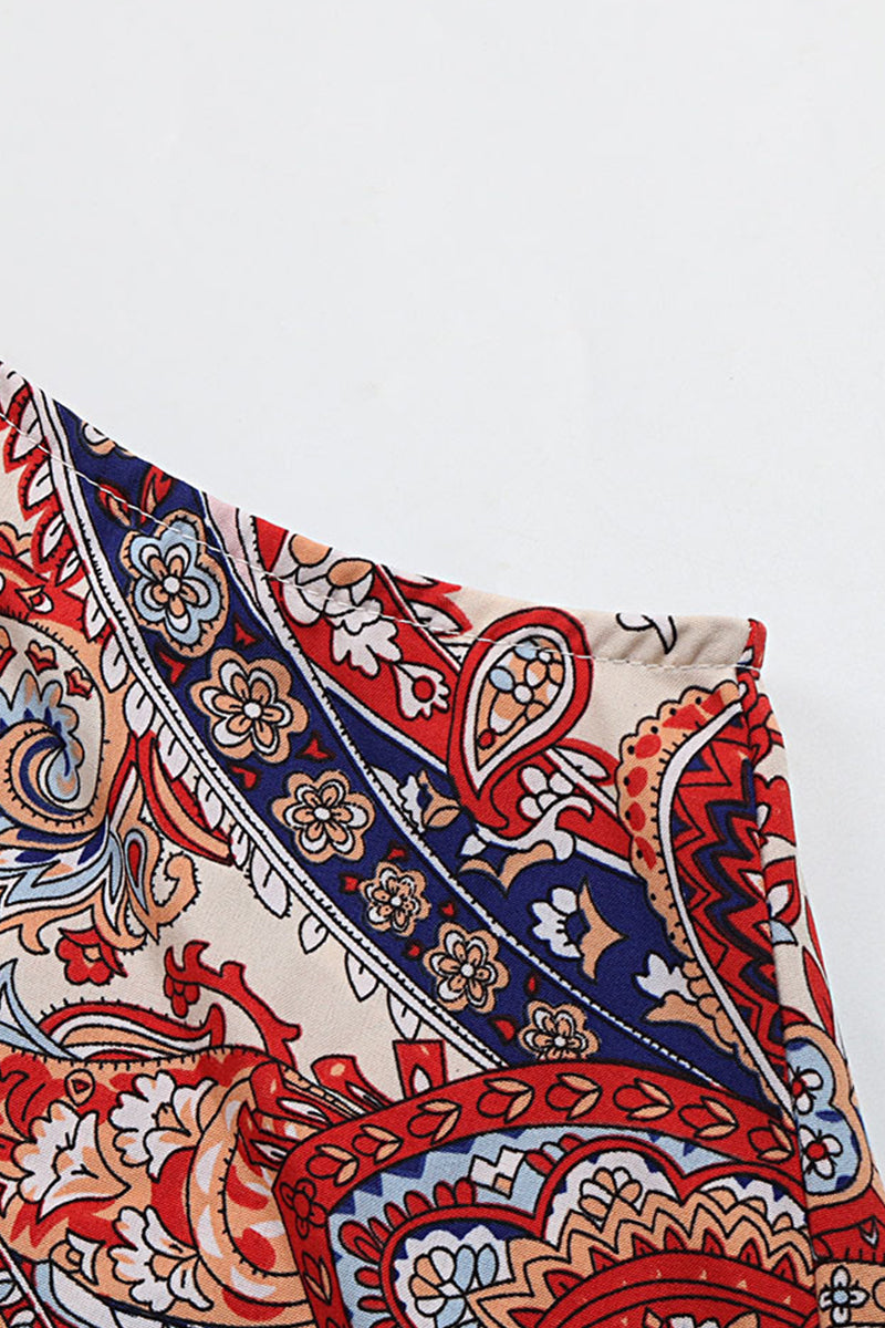 Bohemian Vintage Geometric Print Tassel Asymmetrical Halter Tops