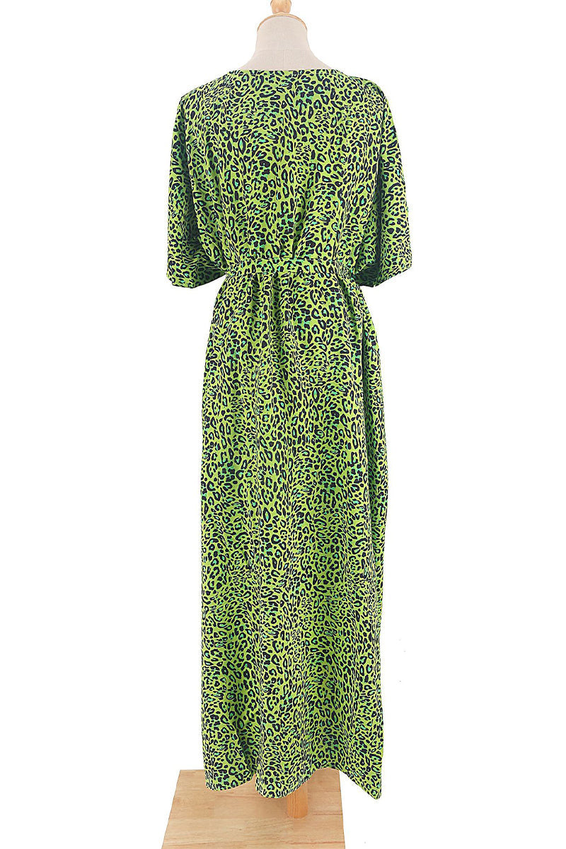 Vintage Vacation Print Leopard Slit Swimwears Cover Up(6 Colors)