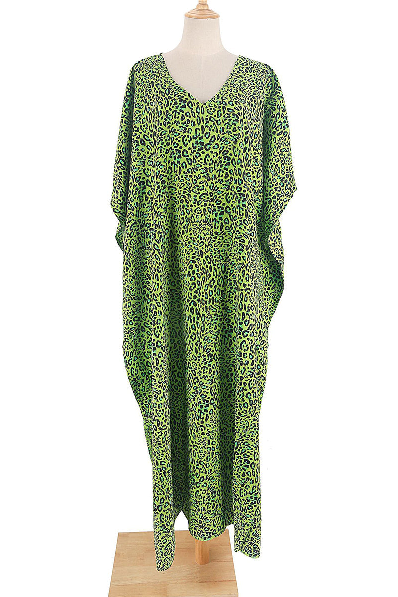 Vintage Vacation Print Leopard Slit Swimwears Cover Up(6 Colors)