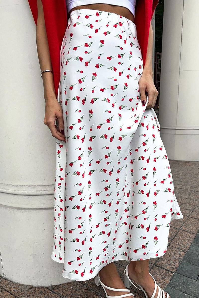 Elegant Fruit printing High Waist Type A Full Print Bottoms - Fashionpara