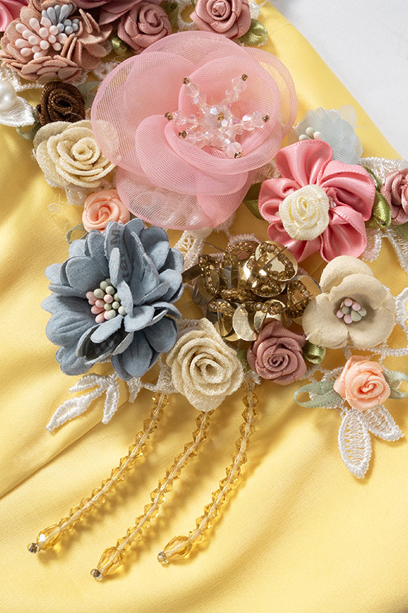 Flowers Patchwork Zipper Strapless Tops - Fashionpara