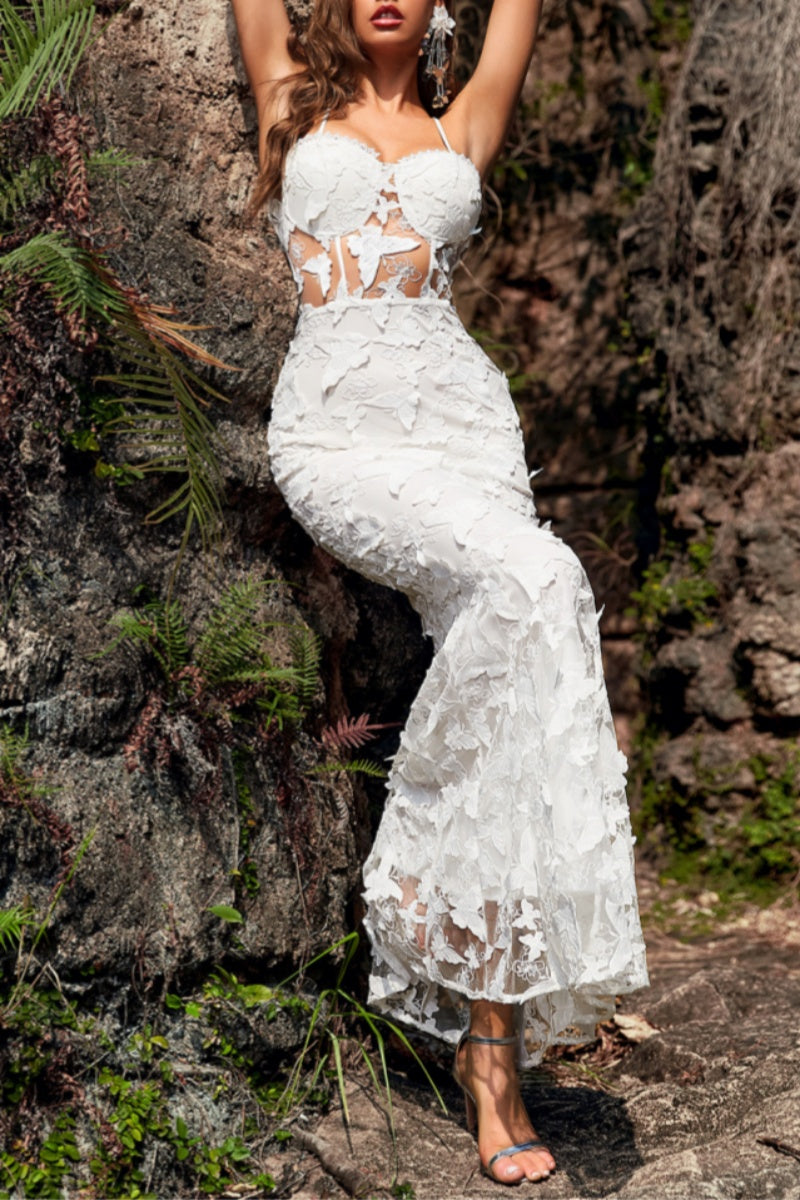 Sexy Formal Solid Patchwork See-through Backless Spaghetti Strap Long Dresses - Fashionpara