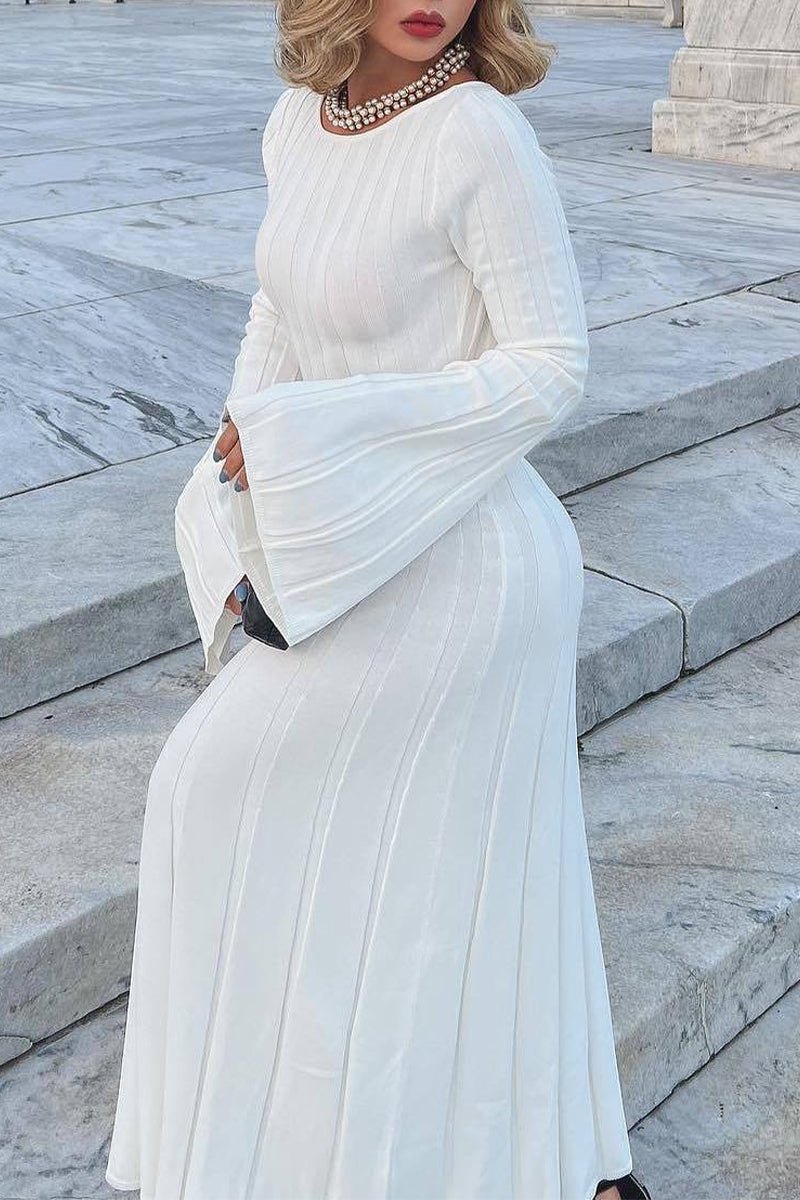 Sexy Solid Frenulum Backless O Neck One Step Skirt Dresses - Fashionpara