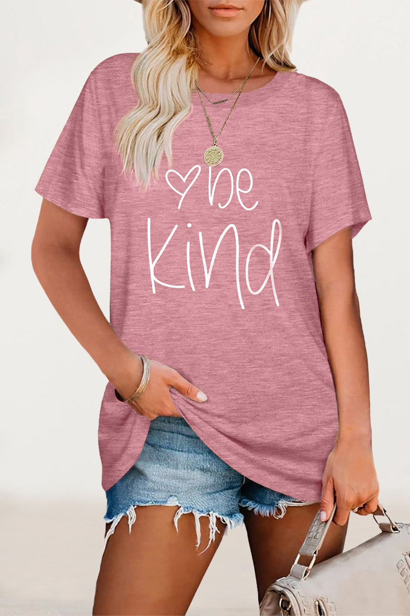Casual Letter Print O Neck T-Shirts - Fashionpara