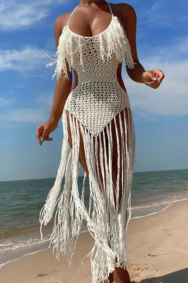 Sexy Tassel Bandage Backless Weave Swimwears Cover Up Fashionpara
