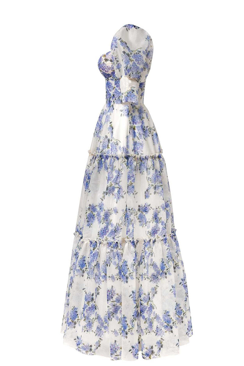 Celebrities Elegant Flowers Patchwork Off the Shoulder Evening Dresses - Fashionpara