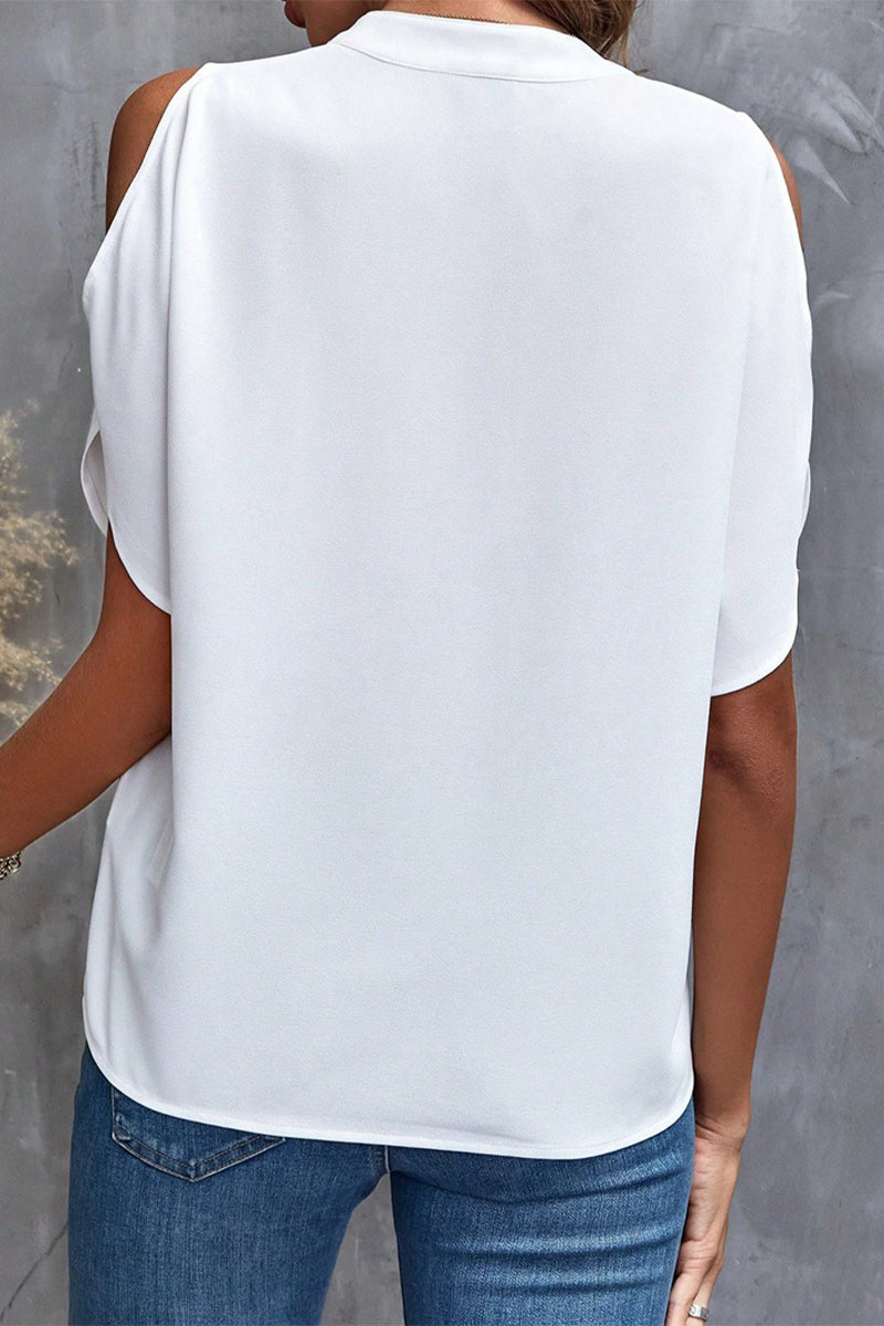 Casual Solid Patchwork V Neck Blouses(10 Colors)