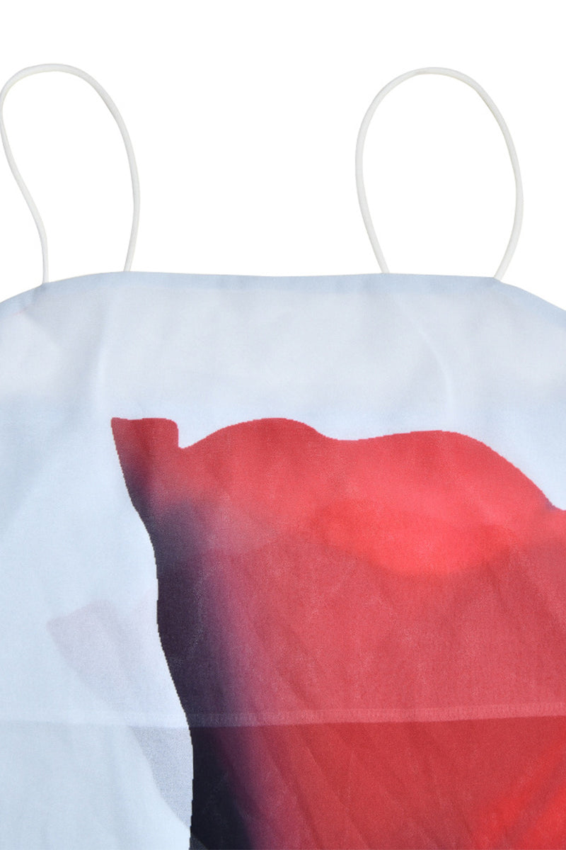 Sexy Print Flowers See-through Sling Dresses Fashionpara