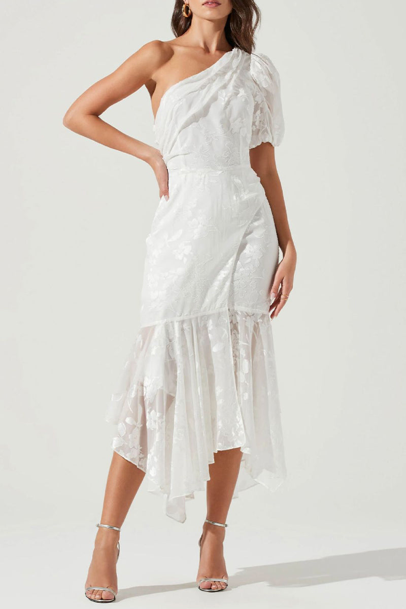 Elegant Solid Patchwork Asymmetrical Oblique Collar Evening Dresses - Fashionpara