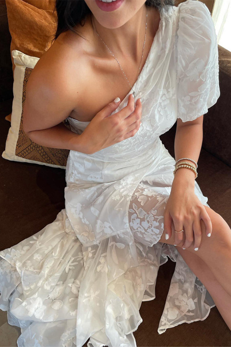 Elegant Solid Patchwork Asymmetrical Oblique Collar Evening Dresses - Fashionpara