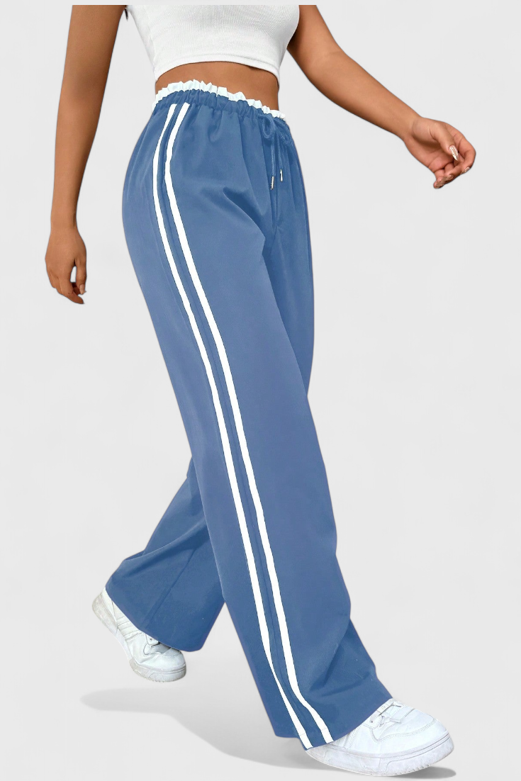 Side Stripe Drawstring High Waist Wide Leg Track Pants 6
