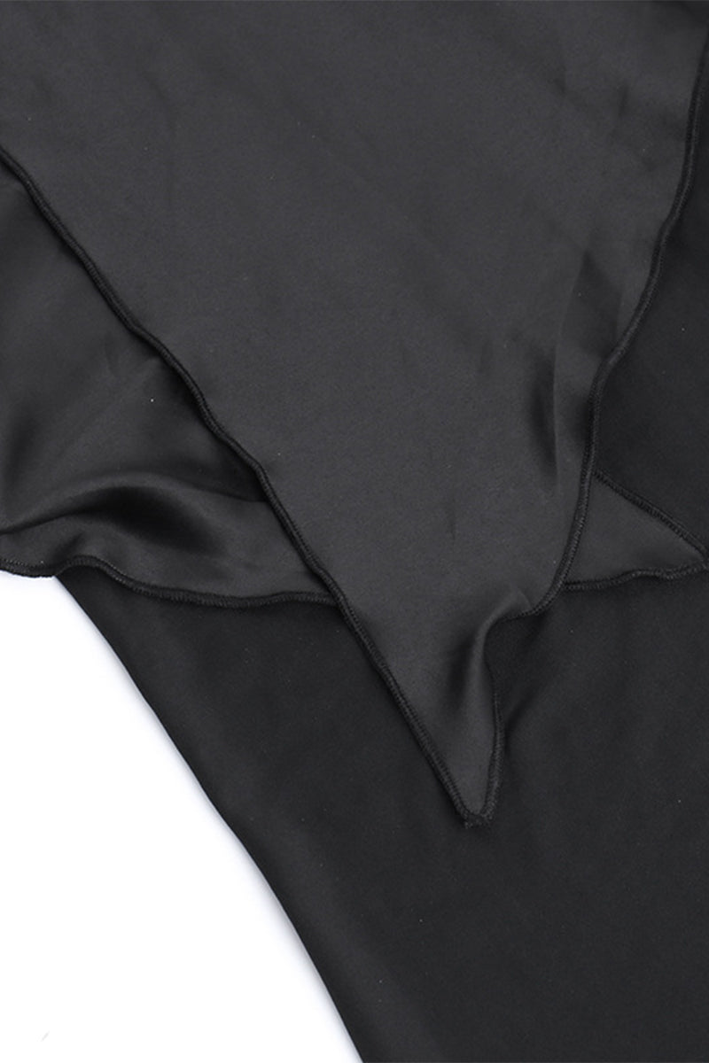 Sexy Formal Solid Mesh Oblique Collar Evening Dresses - Fashionpara