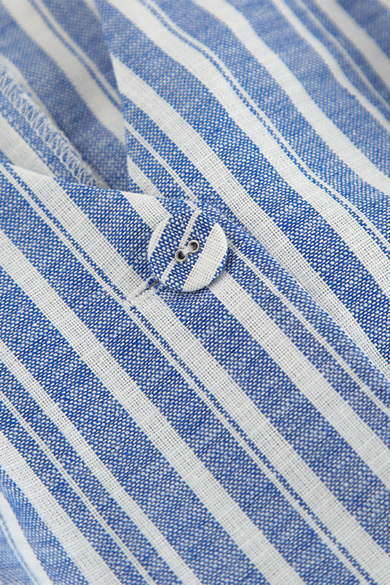 Work Elegant Striped Contrast V Neck Sleeveless Two Pieces - Fashionpara