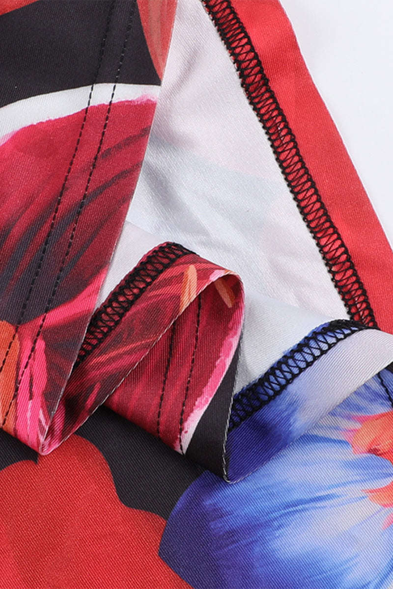 Sexy Floral Not Positioning Printed Backless Halter One Step Skirt Dresses - Fashionpara