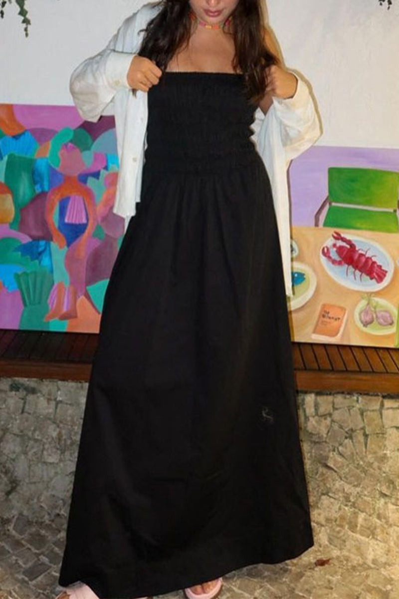 Casual Street Solid Color Patchwork Strapless Strapless Dresses - Fashionpara