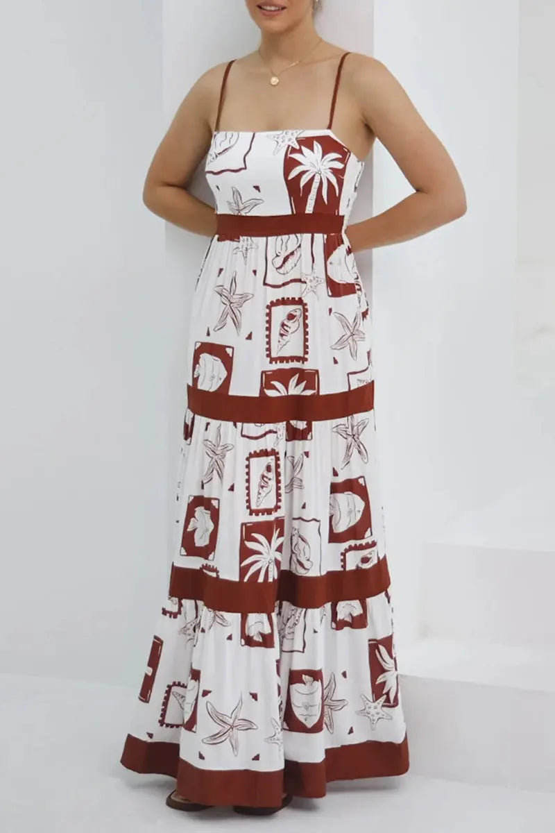 Casual Bohemian Floral Print Pocket Patchwork Contrast Sling Dresses Fashionpara