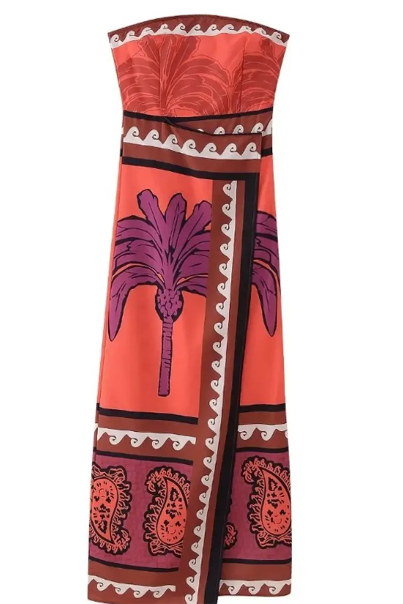 Sexy Vacation Floral Print Strapless Strapless Dresses Fashionpara