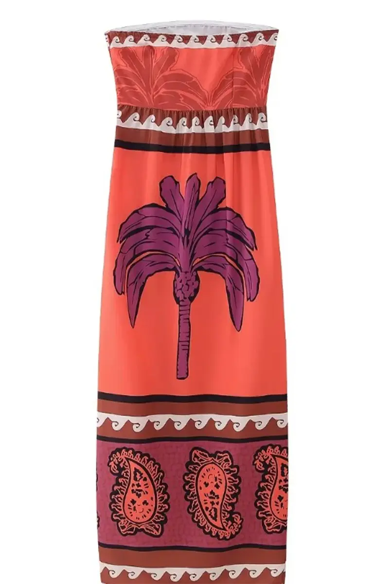 Sexy Vacation Floral Print Strapless Strapless Dresses Fashionpara