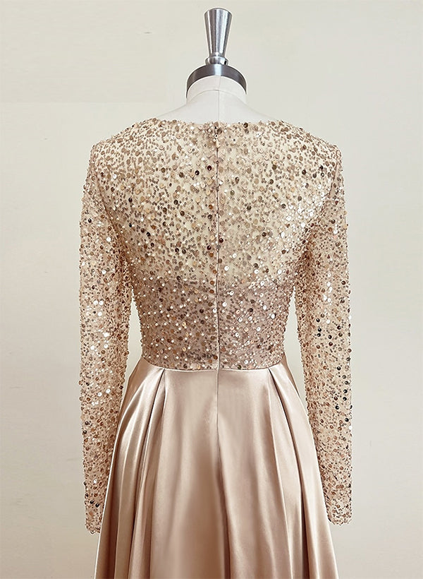 Sparkly Semi Sheer Illusion Sleeves Bedazzled Sweetheart Evening Dresses With Overskirt
